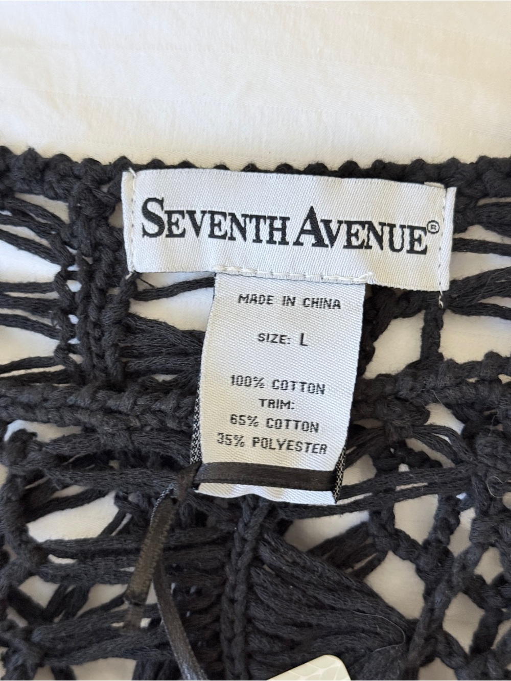 Seventh Avenue Whimsical Scarf Hem Crochet Knit Top Large - Picture 5 of 6